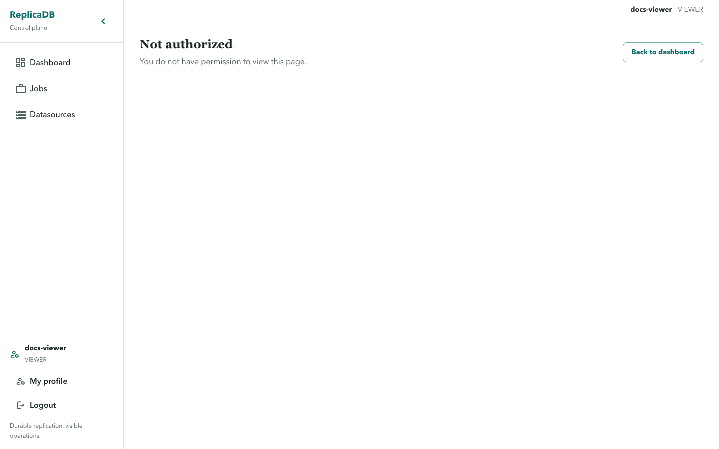 ReplicaDB unauthorized access state